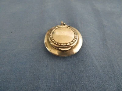 ancienne boite ronde en argent massif avec petit miroir - Photo 1/4