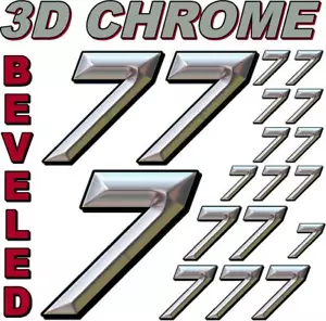 (7er) 3-D CHROM ABGESCHRÄGTE ZAHLEN Aufkleber Aufkleber Blatt 1/8-1/10-1/12 RC Modell3 - Bild 1 von 8