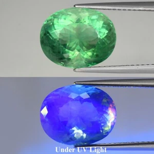💎 8.73ct Oval Natural Green Fluorite - Color Change Under UV Light Africa Gem - Picture 1 of 6