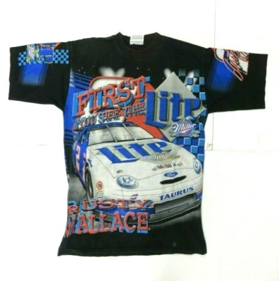Camiseta De Colección Nascar Rusty Wallace Miller Lite Estampado Completo - Para Hombre Talla M Foto 1 de 4