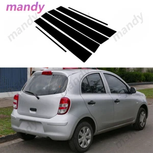 6Pcs Black Door Pillar Posts Trim Cover For Nissan March Micra K13 2010-2022 - Foto 1 di 10
