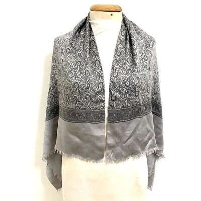 Bufanda de seda rectangular gris bohemio paisley sin marca 48/27 pulgadas #A49 Foto 1 de 3