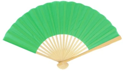 NEW (10-Pack) 9" Grass Green Silk Hand Fans for Weddings, Parties, Theatre Props — 第 1/4 张图片