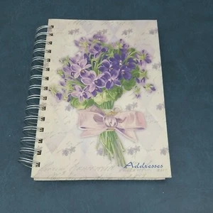 Violet Bouqet Spiral Bound Address Book - Picture 1 of 4