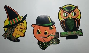 Lote de cerdas en relieve, búho de ojos grandes, bruja, calabaza Dapper decoraciones de Halloween. - Imagen 1 de 5