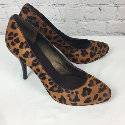 White House Black Market 9.5 Leopard Print Mo Hair Heels VGUC - Image 1 of 4