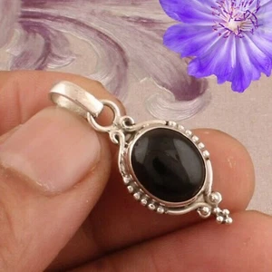 Handmade Black Onyx Gemstone Pendant 925 Sterling Silver Jewelry Pendant For Her - Picture 1 of 3