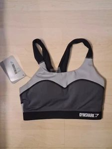 Gymshark Women's Illusion Supportive Sports Bra Black Charcoal EXTRA SMALL XS - Picture 1 of 3