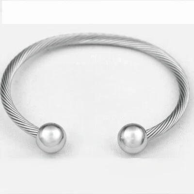 Men's 7" Stainless Steel Silver*Adjustable Cuff Cable*Bracelet Unisex**Box - Image 1 of 3