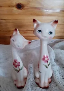 Long Neck Siamese Cat Figurines Anthropomorphic Made In Taiwan Rep Of China - Picture 1 of 8