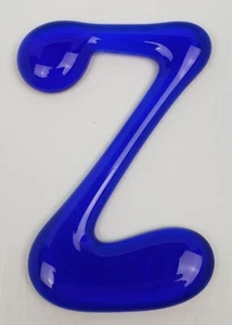 Letter Z Glass Blue Recycled Glass Handcrafted Chime Letter Artistic Titan Art - Picture 1 of 7