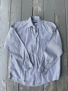 Burberry London Mens Shirt Medium Houndstooth Lightweight Button Up Blue - Picture 1 of 6