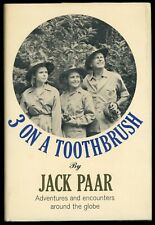 3 On a Toothbrush (1965) - Travel Stories Hardcover Book by Jack Paar! 1st Ed   