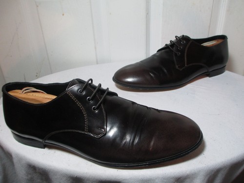 BURBERRY PRORSUM SCARPE DERBY IN PELLE MARRONE LUCIDO EU 421⁄2 US 9 5 MADE IN ITALY