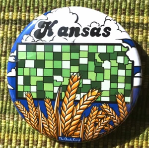 Kansas State Map Pinback Button Badge Travel and Tourism Pin Accessories - Picture 1 of 12