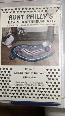 Aunt Philly's Toothbrush Rugs Pattern Heart Shaped Rug 27” x 32” 1986 - Image 1 of 2
