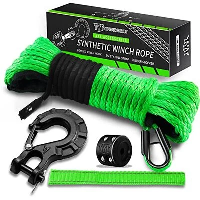 Synthetic Winch Rope Kit, 1/4'' x 50FT w/ 10000 lbs Strength, Protective Sleeve - Image 1 of 4