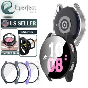 F Samsung Galaxy Watch 7 6 5 44/40mm Hard Case Full Cover Glass Screen Protector - Picture 1 of 14