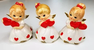 Lefton 1960s Ceramic Valentine ANGEL Girls 7699 FULL SET NM EXC RARE JAPAN - Bild 1 von 6