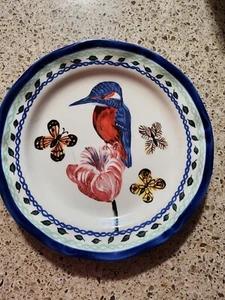 Anthropologie Plate NATHALIE LETE Bird FRANCOPHILE Hummingbird Butterfly 10" Exc - Picture 1 of 6