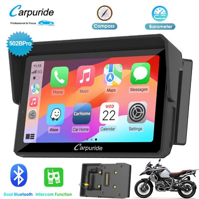 Carpuride W502B Pro Motor Stereos Carplay Android Auto BT Trans GPS Waterproof  - Image 1 of 4