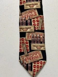 Vintage Coca Cola Coke Classic Themed Men's Neck Tie Retro Advertising 100% Silk - Picture 1 of 6