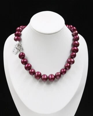 AAA++ LARGE FASHION 18 MM  RED BAROQUE SHELL PEARL AKOYA STYLE NECKLACE 18" - Image 1 of 4