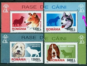 2001 cani, Husky, Shepherd,Basset,Collie,Cani,Chiens,Cani,Romania,5574,TAB/T,MNH - Foto 1 di 1