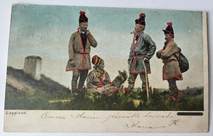 C 1904 PC SUECIA ÁRTICO LAPLAND MUJER PERRO HOMBRES HUMO LAPPLANDERS DISFRAZ NATIVO - Imagen 1 de 2