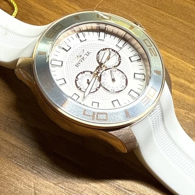 Invicta Men Pro Diver Chronograph Watch 50mm Rose Gold White Silicone Band 30111 - Image 1 of 4