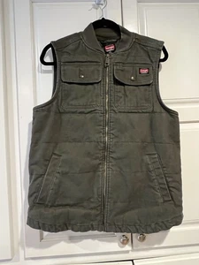 Wrangler Workwear Weste Herren Medium - Army Green gesteppt Canvas Arbeit Outdoor - Bild 1 von 7