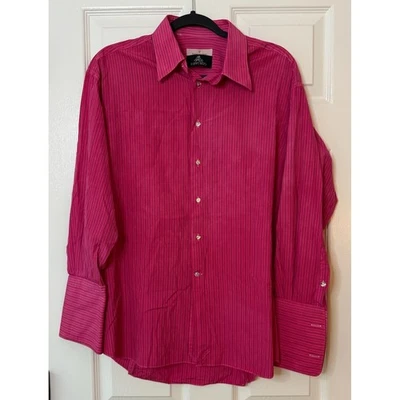 Camisa de vestir Ermenegildo Zegna A Shirt Story rosa a rayas manga larga con botones Foto 1 de 4