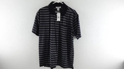 Sun River Men's Pocket Polo NWT SIZE L Short Sleeve Stripes Black White Gray - Image 1 of 4