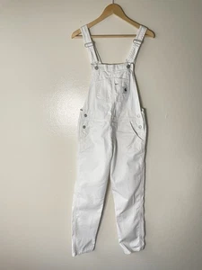 carhartt wip bib overall workwear in progress white jumpsuit women Sz S y2k - Picture 1 of 21