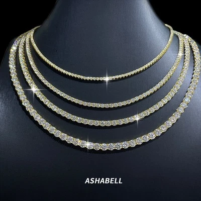 Collar de cadena de tenis VVS MOISSANITE 2-6,5 mm - plata de ley 925 - hombres mujeres Foto 1 de 4