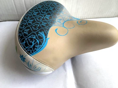 Custom Bicycle Seat Tri-Tone Cruiser City Tricycle Bike CREAM/BLACK/BLUE - Image 1 of 4