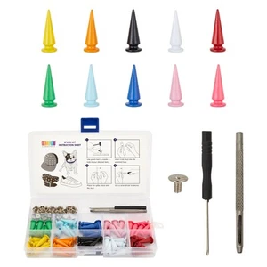 60 Piece Screw Spike Studs for Clothing DIY Crafts with Tools 10x26 mm 10 Colors - Picture 1 of 10