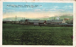 Johnson City, Tenn. Distretto manifatturiero confine bianco cartolina pubblicata 1934 - Foto 1 di 2