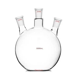 5000ml 24/40 3-Neck Flat Bottom Glass Flask 5L Three Necks with 3 stopper - Picture 1 of 7