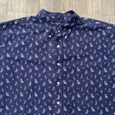 Polo Ralph Lauren Sailboat Oxford Beach All Over Print Shirt Men 2XB Classic Fit - Image 1 of 4