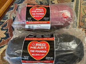 lot of 2 Vtg Red Heart Pounder Acrylic Yarn 16oz Skein #312 blk/374 rose - Picture 1 of 1