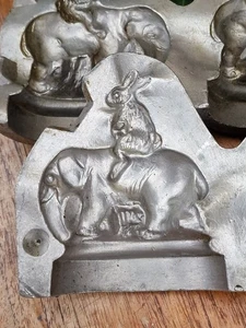 antik Metall Guss Konditor- Zuckerform Hase reitet Elefanten Georg Lieb 1,5kg - Bild 1 von 16