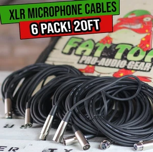 XLR Microphone Cables 6 PACK - 20Ft Wire Mic Cord Studio Patch Mixer Pro Audio - Picture 1 of 15