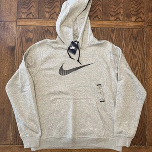 Nike Club Swoosh Fleece Hoodie Sweatshirt Herren Gr. XL Grau Center Swoosh Neu - Bild 1 von 9
