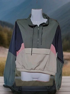 Aeropostale AERO Colorblock Windbreaker Jacket Women Size Medium 1/2 Zip Pocket - Picture 1 of 4