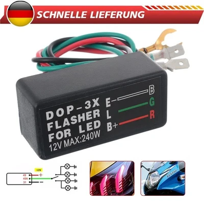 LED Blinkrelais 12V 3 Polig Lastunabhängig Auto Motorrad Blinkgeber Universal - Bild 1 von 4
