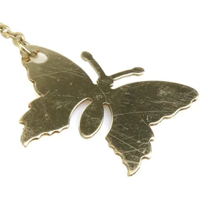 CHANEL Necklace Coco Mark Butterfly Metal Enamel Gold Light Blue Women s - Picture 1 of 5