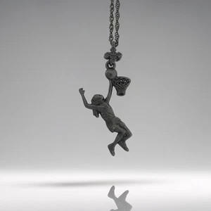 Basketball Pendant for Women Oxidized 925 Silver Sports Jewelry Gift with Charm - Picture 1 of 13