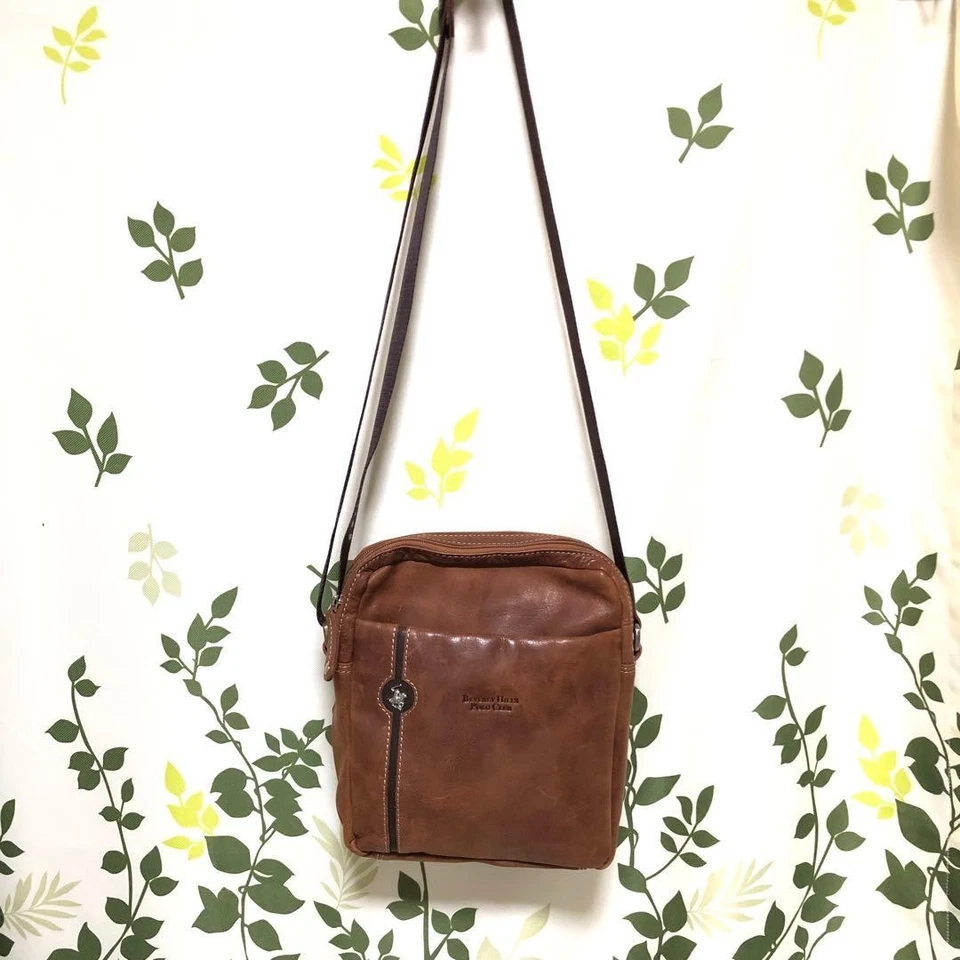 Genuine Leather Polo Bag 14cm x 20cm Shoulder Bag Brown Used - Image 1 of 4