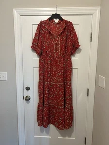 Max Studio 3X Maxikleid Stufen Boho Cottagecore Gummibund gesmokt bescheiden - Bild 1 von 7